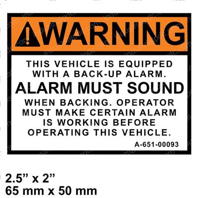 Picture of Decal - Check Backup Alarms