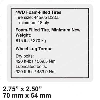 Picture of Decal - Notice Tire Specs