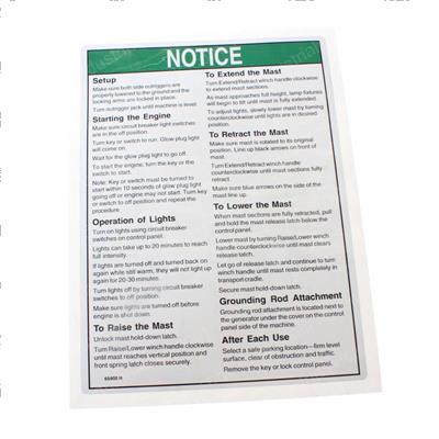 Picture of Decal Notice Oper Inst Tml