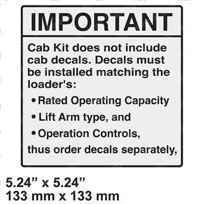 Picture of Decal - Important Cab Kit