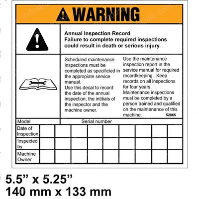 Picture of Decal - Annual Inspection