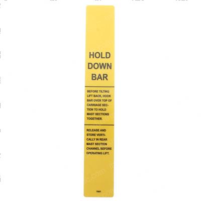 Picture of Decal Hold Down Bar Yellow