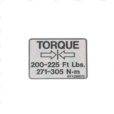 Picture of Decal - Torque Specs