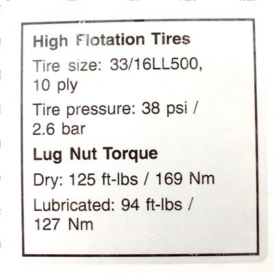 Picture of Decal Notce Hi Float Tires