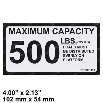 Picture of Decal - Maximum Capacity 500lb