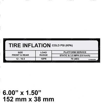Picture of Decal - Tire Inflation
