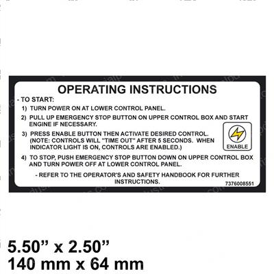 Picture of Decal  Operating Instructions