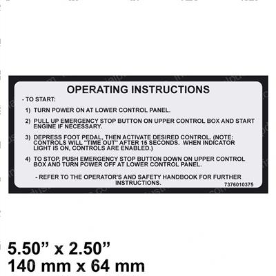 Picture of Decal - Operating Instructions