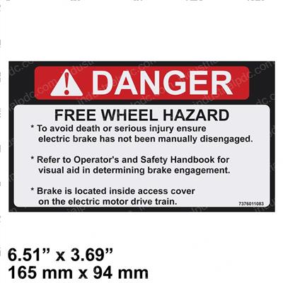 Picture of Decal - Danger Free Wheel