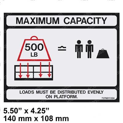 Picture of Decal, Maximum Capacity 500 Lb