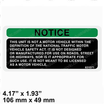 Picture of Decal-Notice Not Mtr Veh