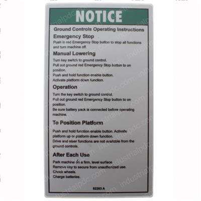 Picture of Decal Notice Oper Inst Gcp