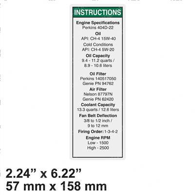 Picture of Decal - Inst Engine Specs