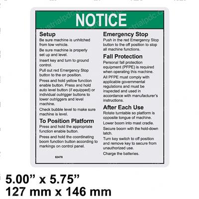 Picture of Decal Notice Op Instr Ground