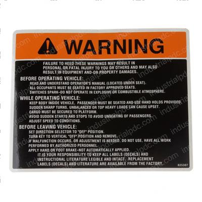 Picture of Decal - Warning
