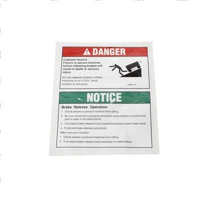 Picture of Decal Danger Brake Rel Safety