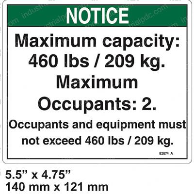 Picture of Decal Notice Max Cap 460 Lbs