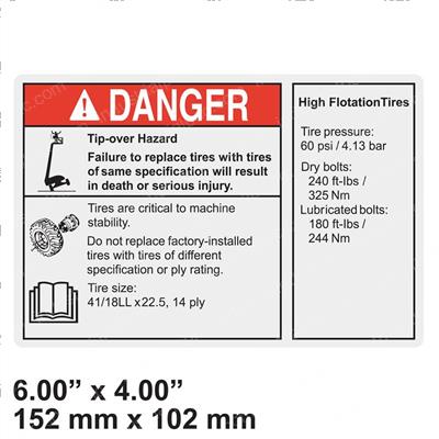Picture of Decal Danger Hi-Float Tire 60