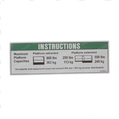 Picture of Decal - Max Load 800 Lbs