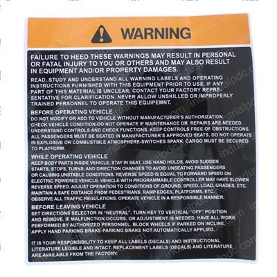 Picture of Decal - Warning