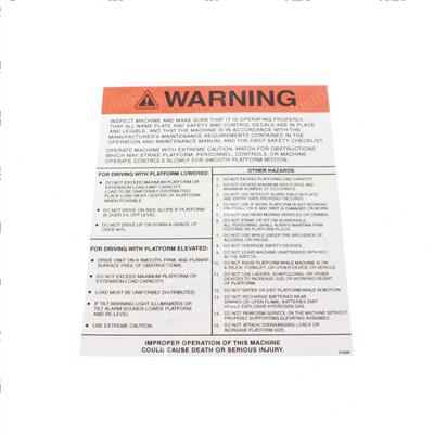 Picture of Decal - Warning Panel