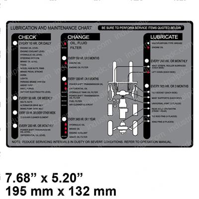 Picture of Decal - Lube Maintenance Chart