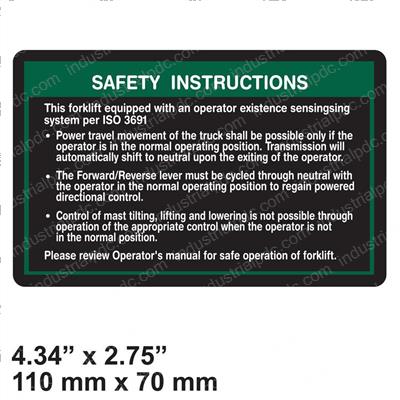 Picture of Decal - Safety Instructions