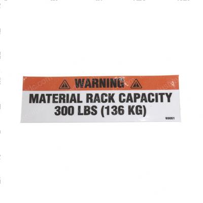 Picture of Decal - Warning Sheet Rack