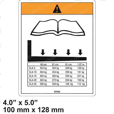 Picture of Decal - Warning Load Chart Sla