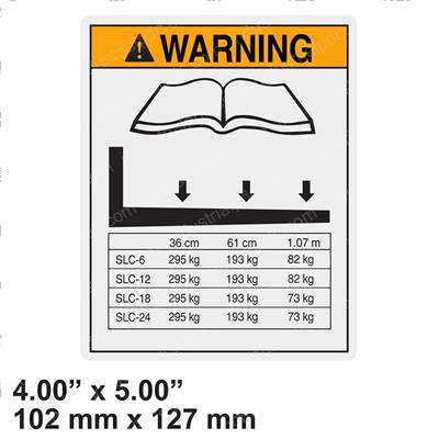 Picture of Decal Warning Load Chart Slc