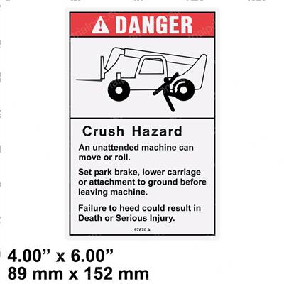 Picture of Decal Danger Crush Hazard