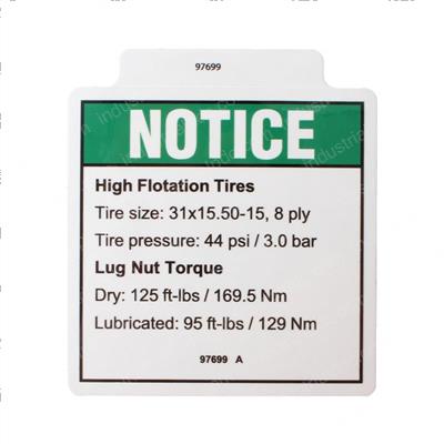 Picture of Decal Notce Hi Float Tires