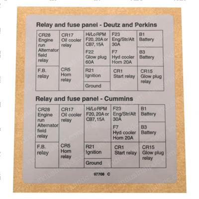 Picture of Decal Label Fuse Relay Panel