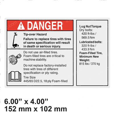 Picture of Decal Danger/Notice Tire Specs