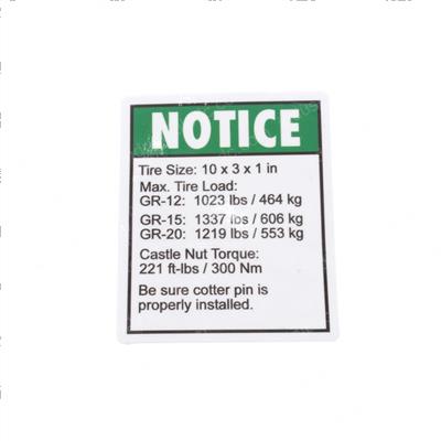 Picture of Decal - Tire Specs Gr