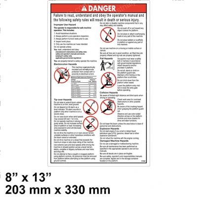 Picture of Decal - Danger Gen Safety Rules