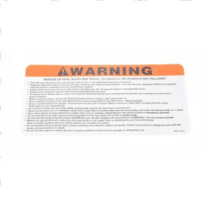 Picture of Decal - Warning Fatal Injury