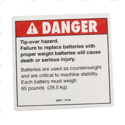 Picture of Decal Danger Tip-Over Battery