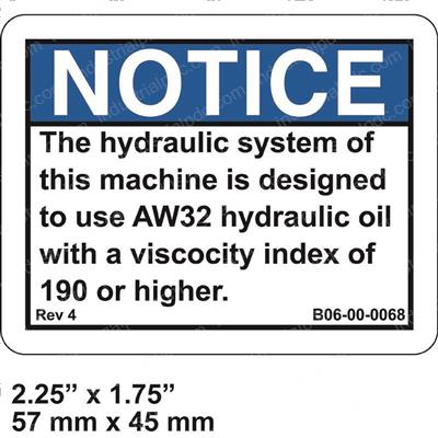 Picture of Decal-Notice-Low Foam Hyd Oil