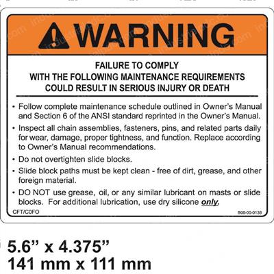 Picture of Decal-Warning:maintenance-Blac