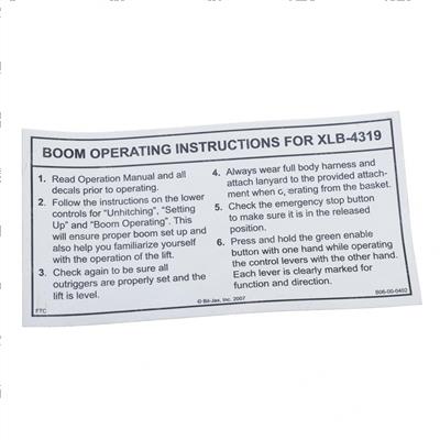 Picture of Decal-Xlb-4319 Oper Instrs-6in