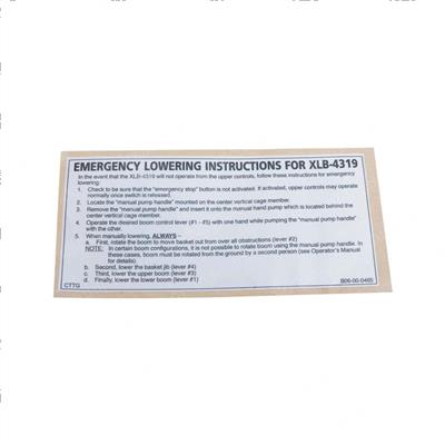 Picture of Decal-Emer Low Instrs- Blk on