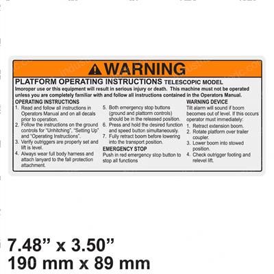 Picture of Decal - Warning Platform Op