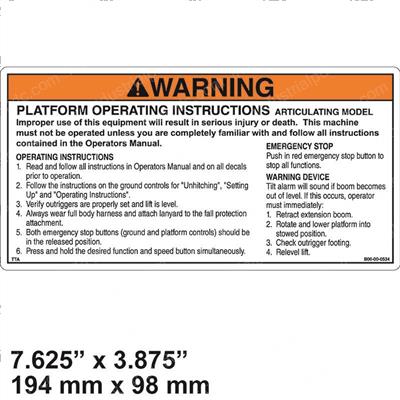 Picture of Decal - Platform Operating