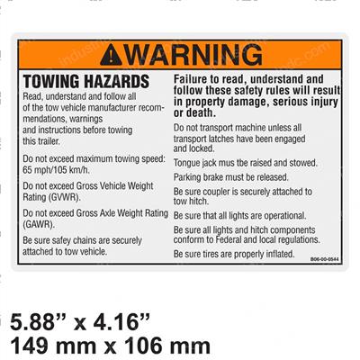 Picture of Decal - Towing Instructions