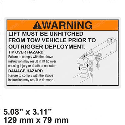 Picture of Decal - Warning Unhitch to Op