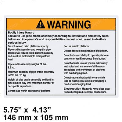Picture of Decal Warning Pipe Cradle Boom