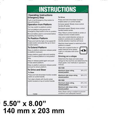 Picture of Decal - Operator Instructions