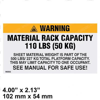 Picture of Decal - Sheet Mat Rack 110lb