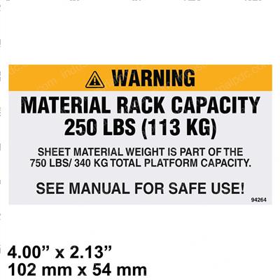 Picture of Decal - Sheet Mat Rack 250lb